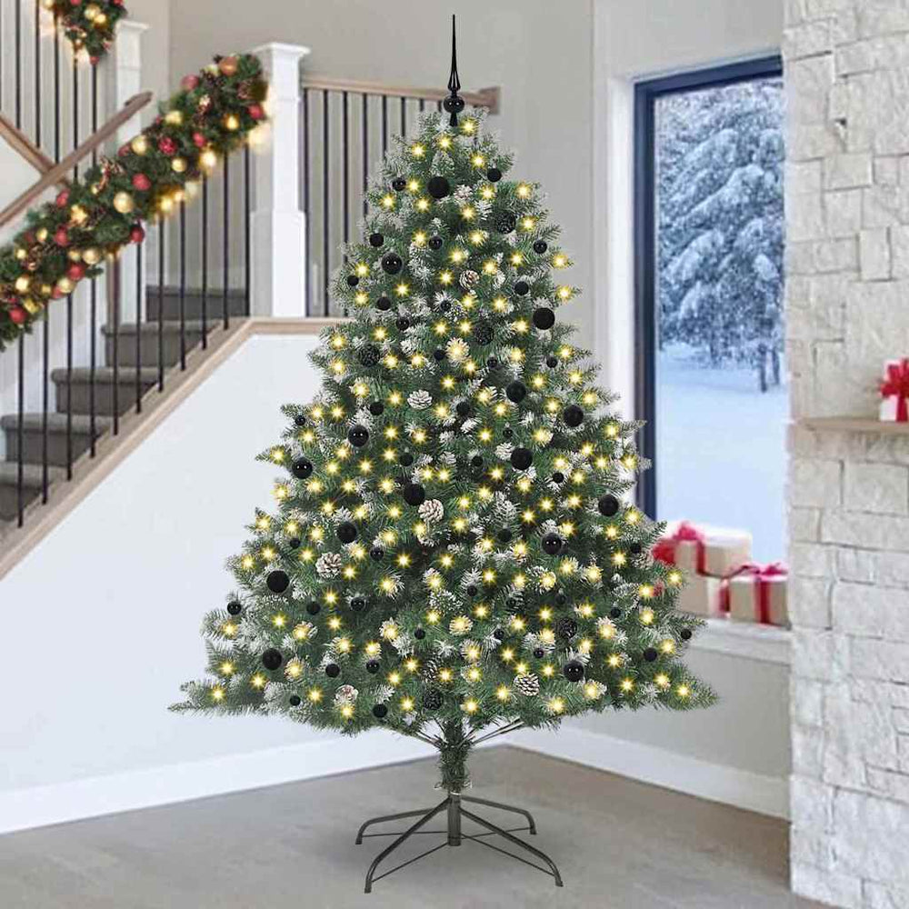 Vidaxl kunstkerstboom met 300 led groen 240 cm pvc en plastic en staal