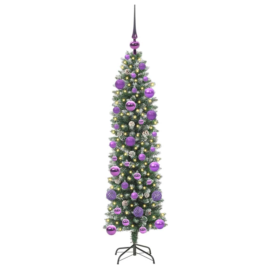 Vidaxl kunstmatige slanke kerstboom groen en wit 120 cm