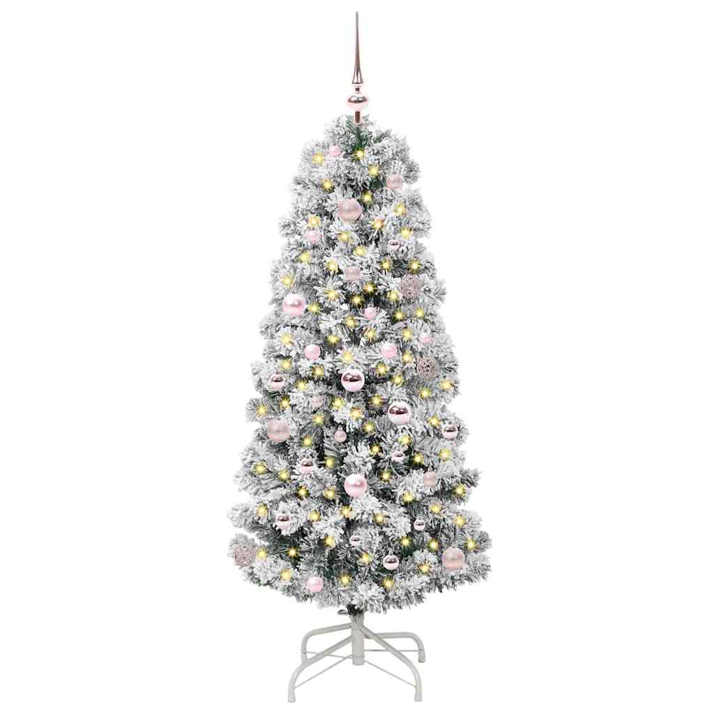 Vidaxl kunstmatige inklapbare kerstboom 150 led's groen en wit 150 cm