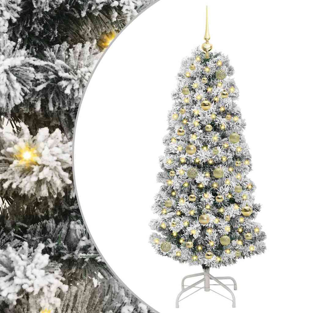 Vidaxl kunstmatige inklapbare kerstboom groen en wit 150 cm