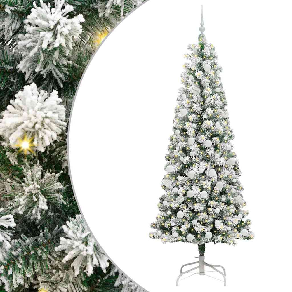 Vidaxl kunstmatige inklapbare kerstboom groen en wit 210 cm