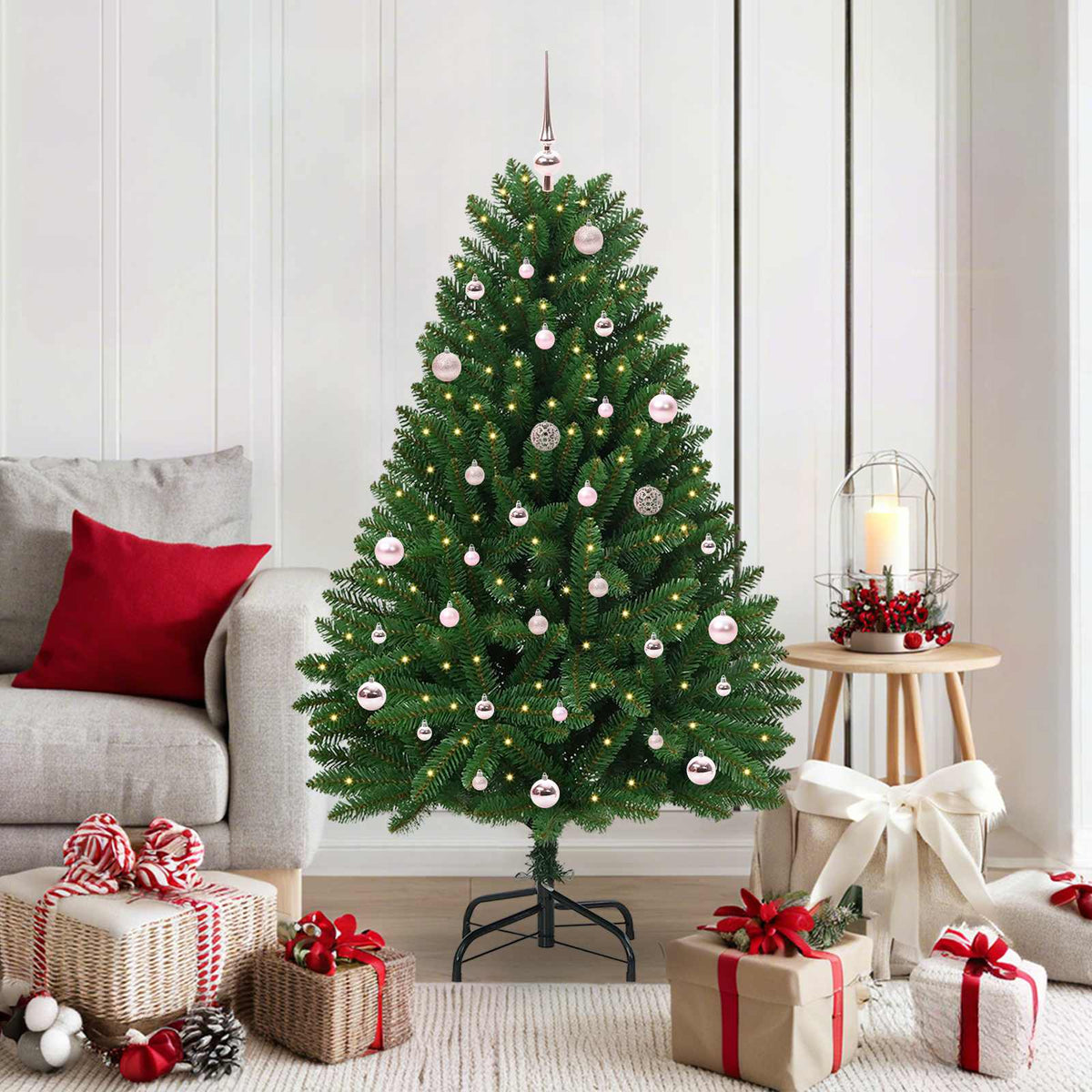 Vidaxl kunstkerstboom 150 cm 150 led's warmwit pvc en staal groen