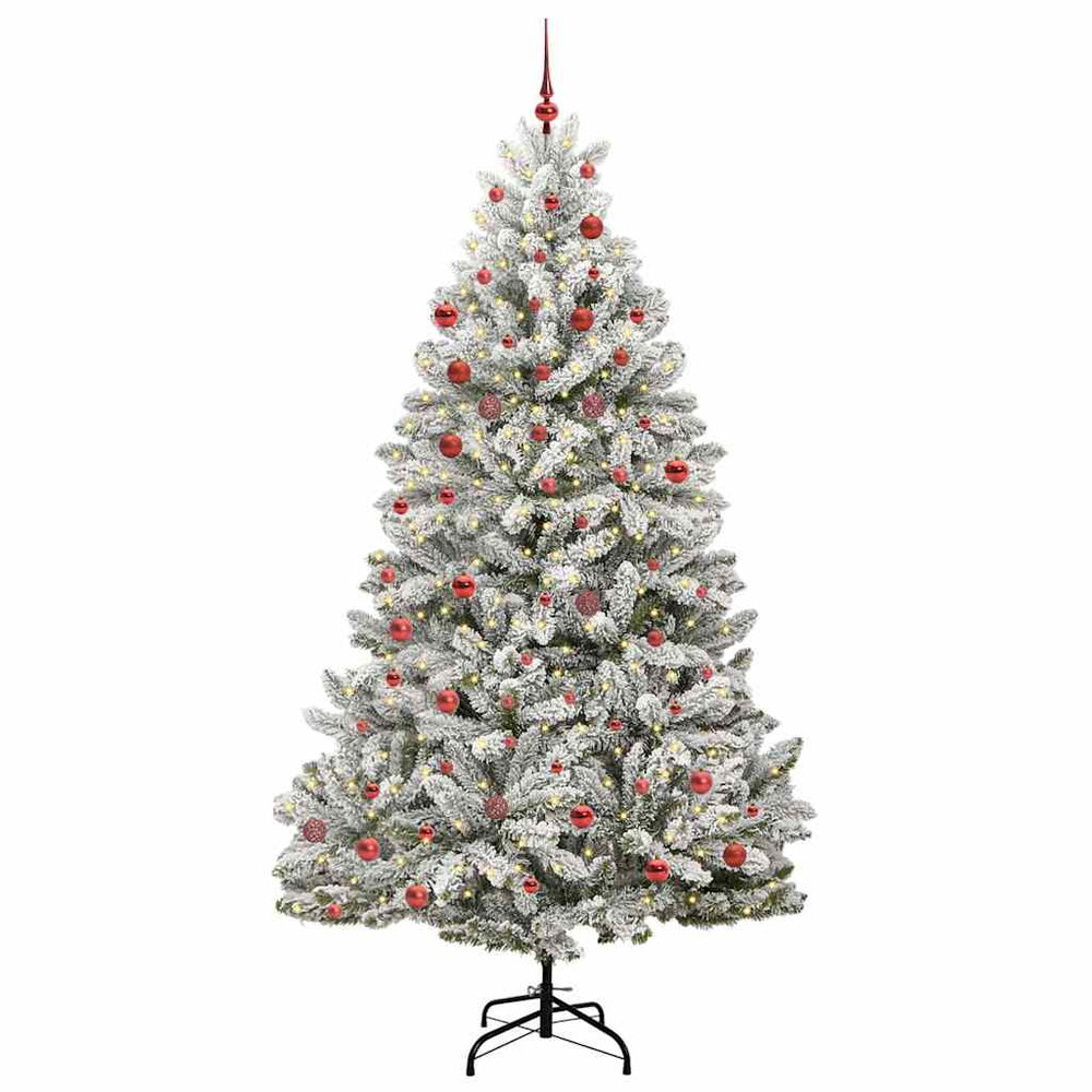 Vidaxl kunstkerstboom met 300 led groen en wit 210 cm pvc en metaal