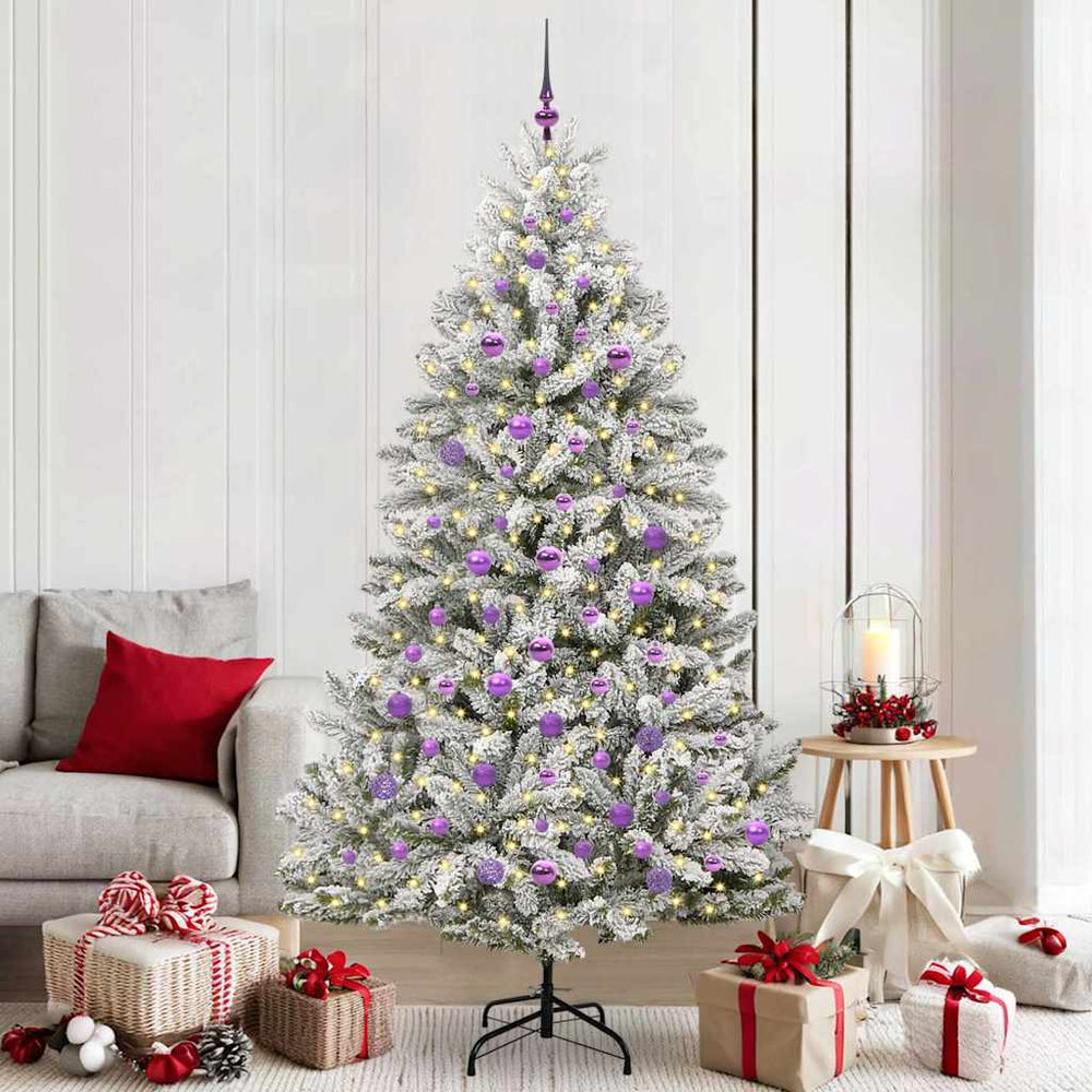 Vidaxl kunstkerstboom met 300 led groen en wit 210 cm pvc en metaal