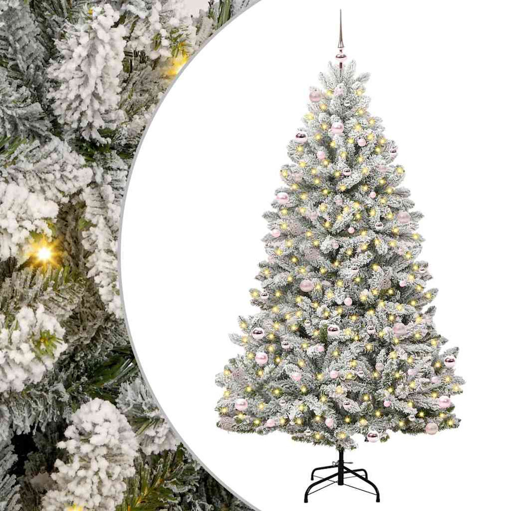 Vidaxl kunstkerstboom met 300 led groen en wit 240 cm pvc en metaal
