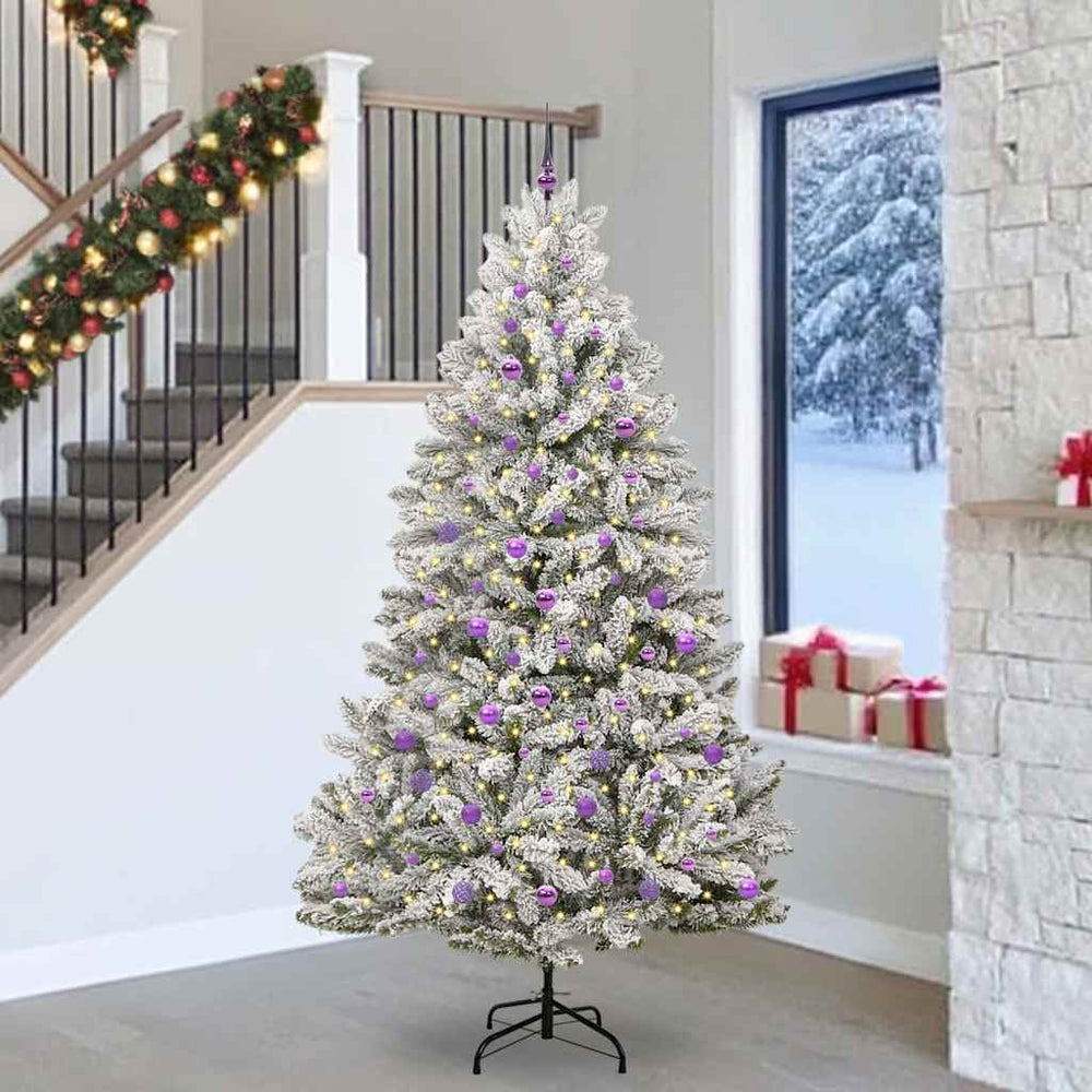 Vidaxl kunstkerstboom met 300 led groen en wit 240 cm pvc en metaal