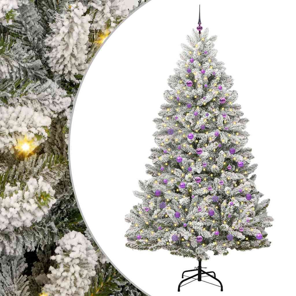 Vidaxl kunstkerstboom met 300 led groen en wit 240 cm pvc en metaal