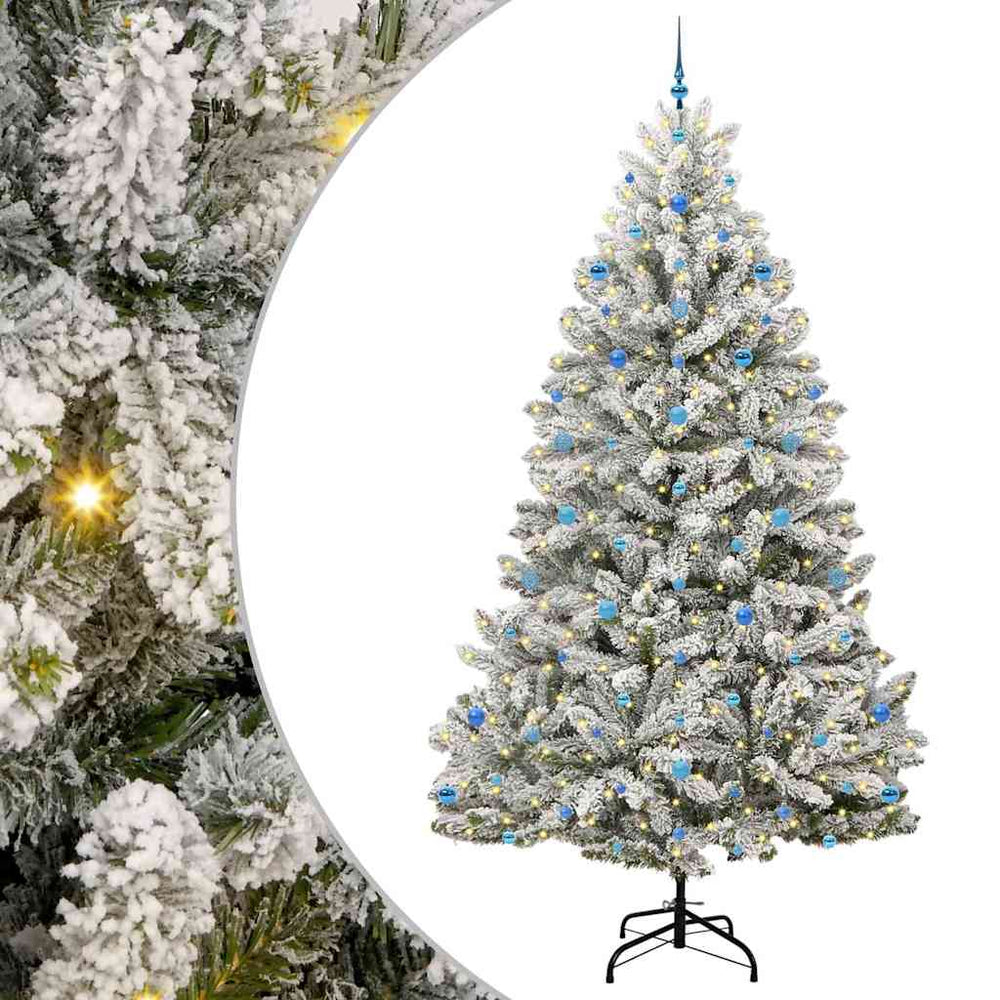 Vidaxl kunstkerstboom met 300 led groen en wit 270 cm pvc en metaal