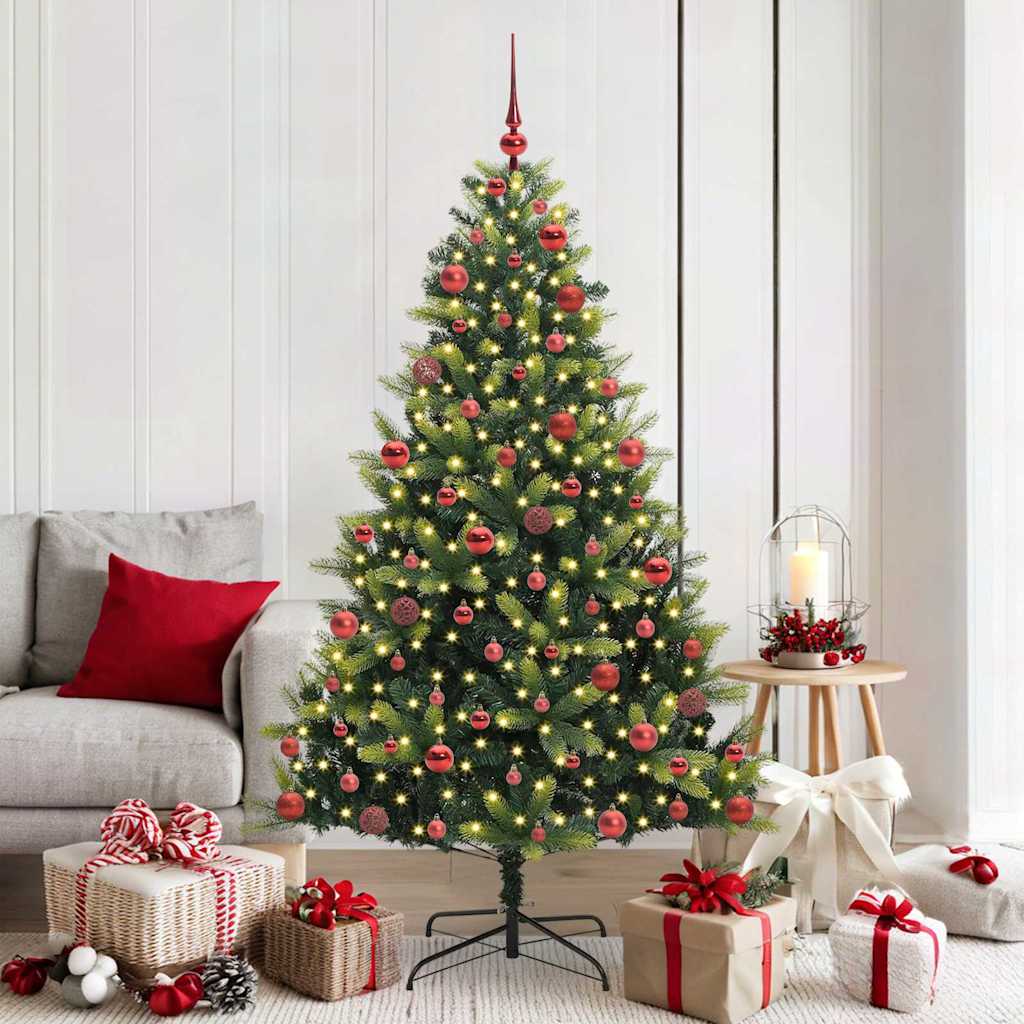 Vidaxl kunstkerstboom met scharnier 300 leds groen 180 cm pvc en pe