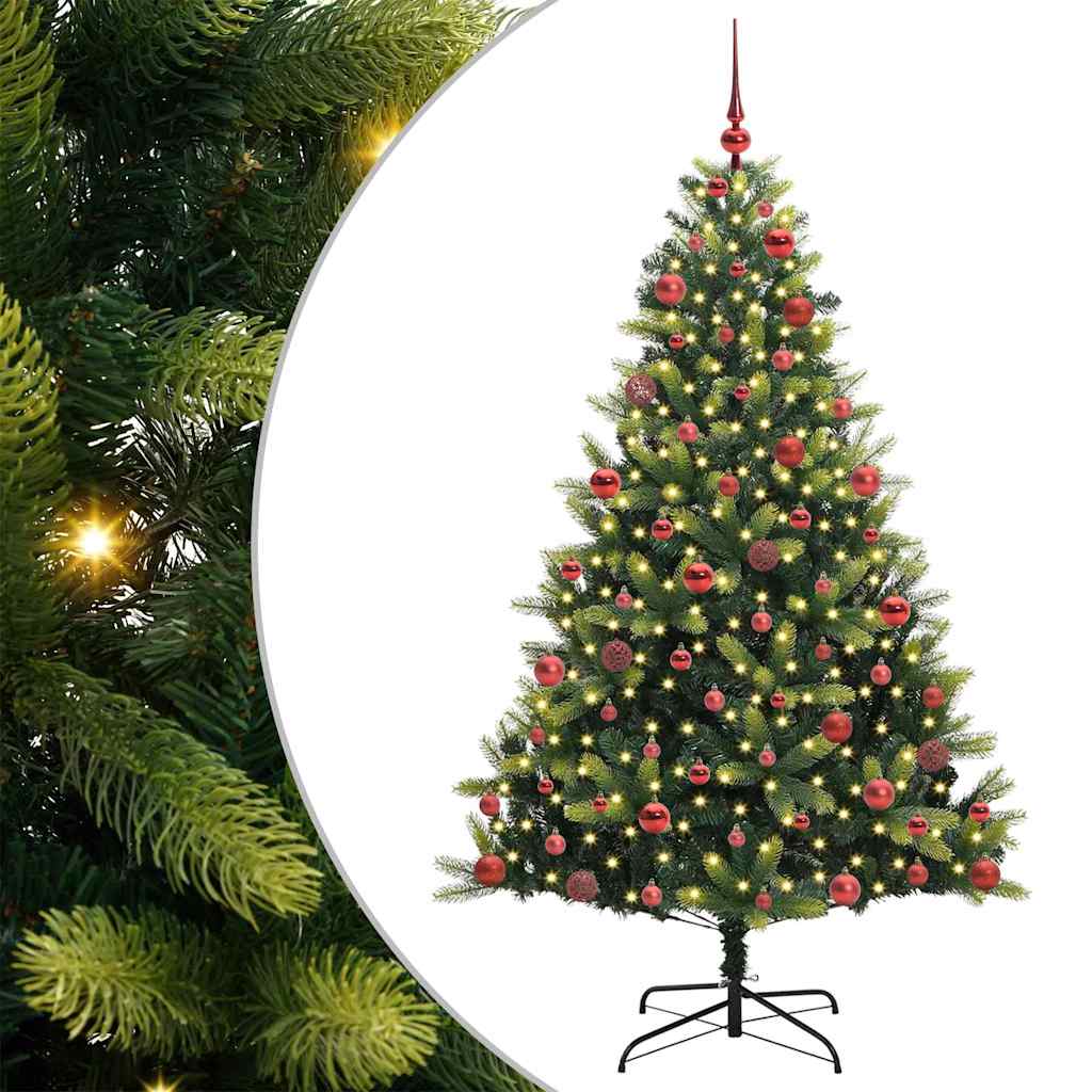 Vidaxl kunstkerstboom met scharnier 300 leds groen 180 cm pvc en pe