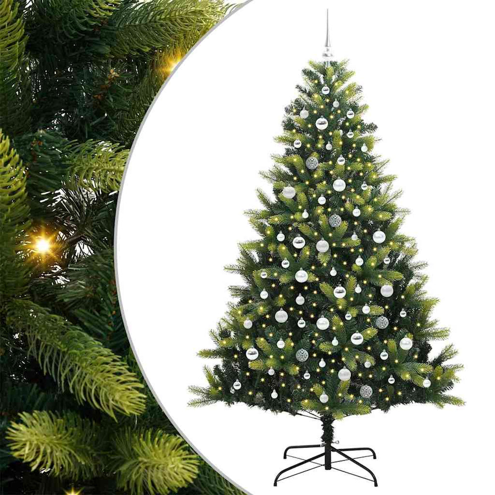 Vidaxl kunstkerstboom met scharnier 300 leds groen 210 cm pvc en pe