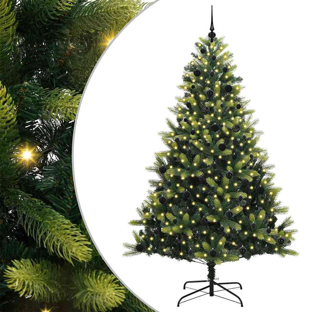 Vidaxl kunstkerstboom met scharnier 300 leds groen 240 cm pvc en pe