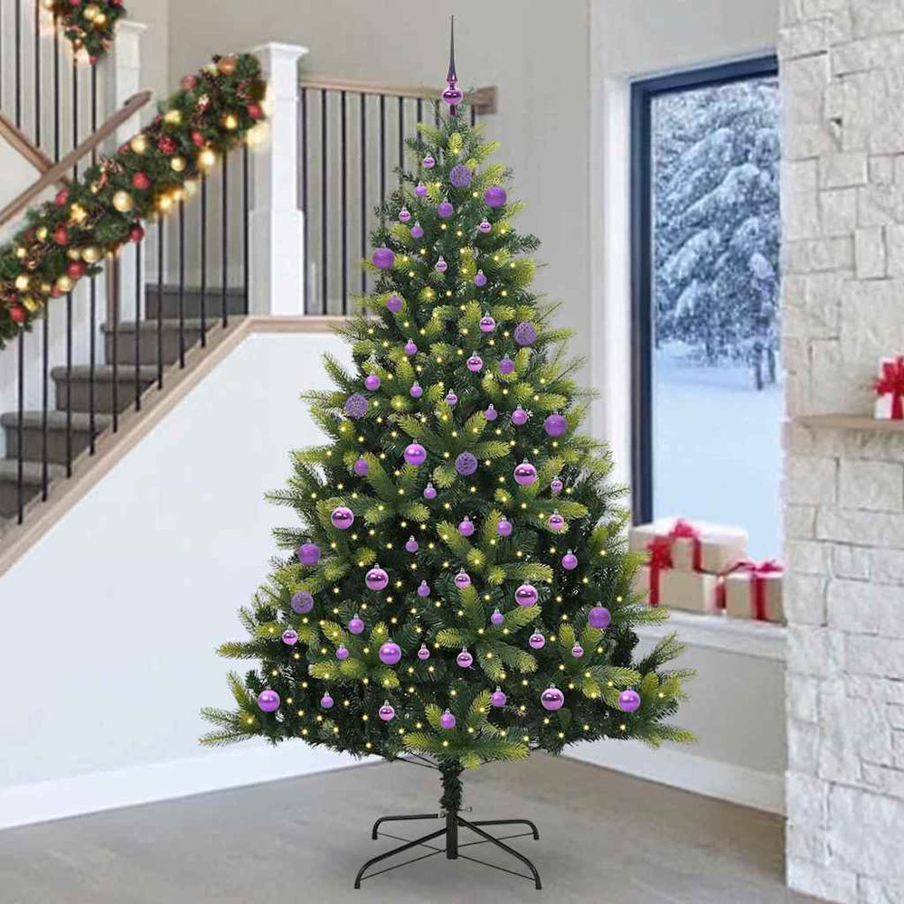 Vidaxl kunstkerstboom met scharnier 300 leds groen 240 cm pvc en pe