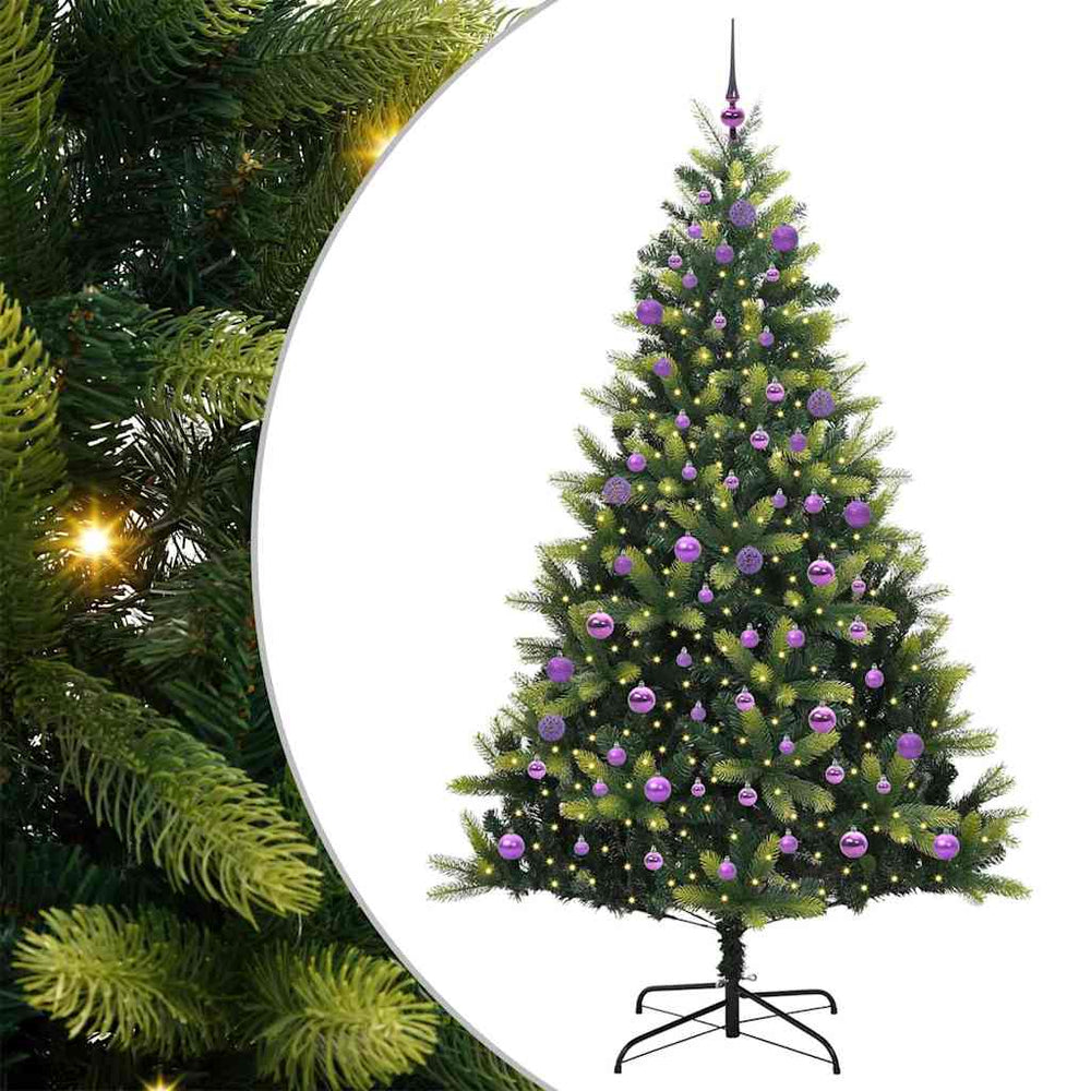 Vidaxl kunstkerstboom met scharnier 300 leds groen 240 cm pvc en pe