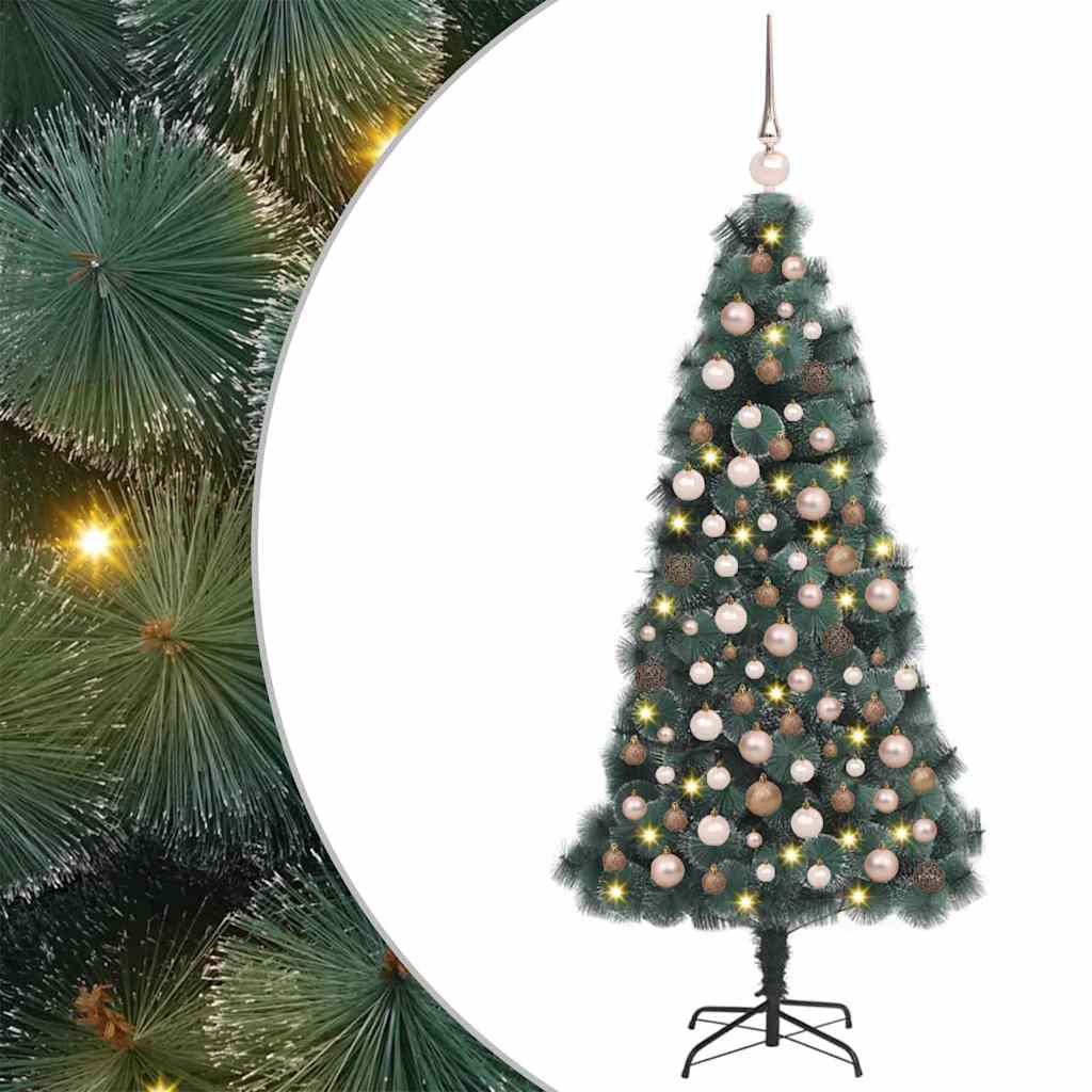 Vidaxl kunstmatige vorstverlichte kerstboom met bal set groen 120 cm