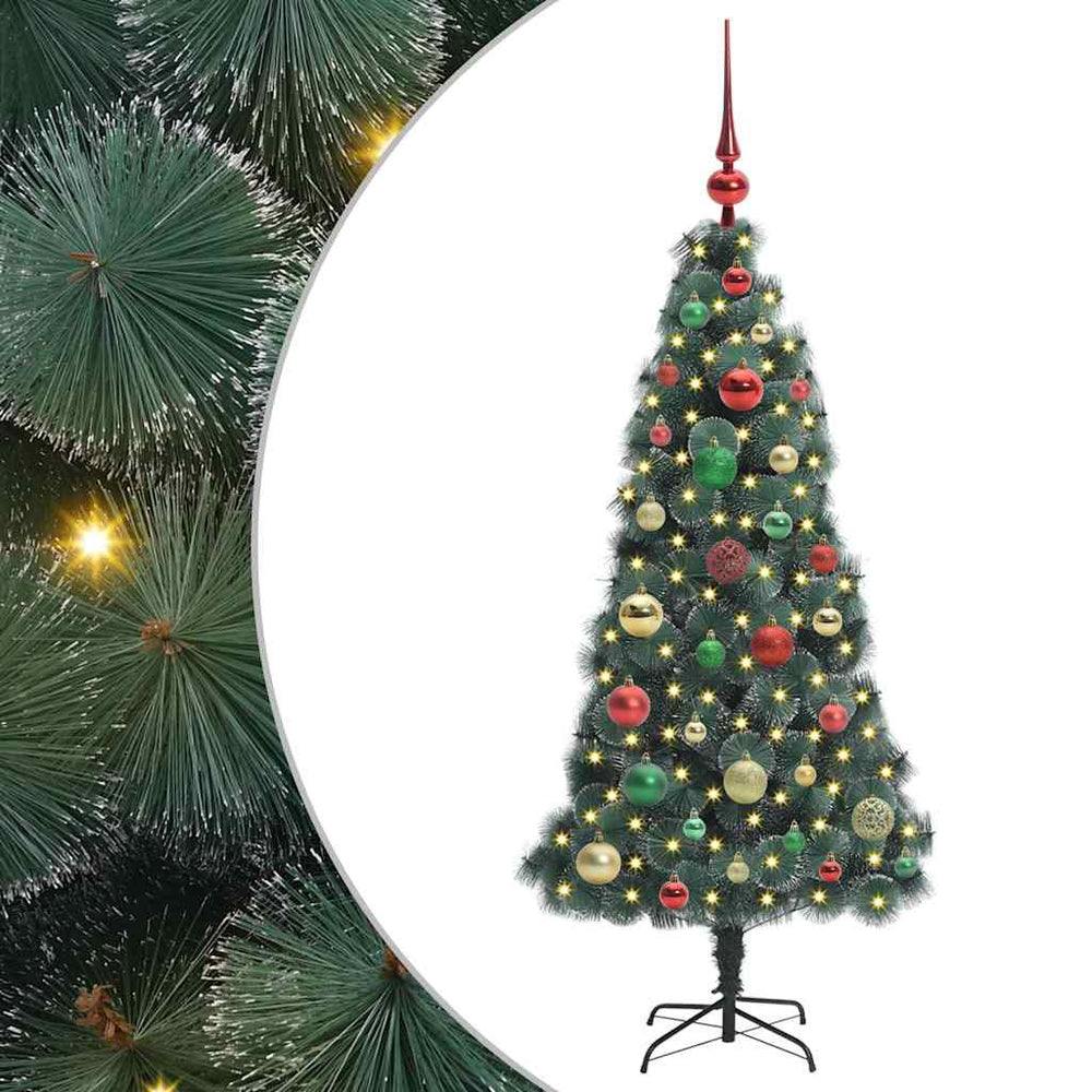 Vidaxl kunstmatige voorverlichte kerstboom met ballenset groen 120 cm