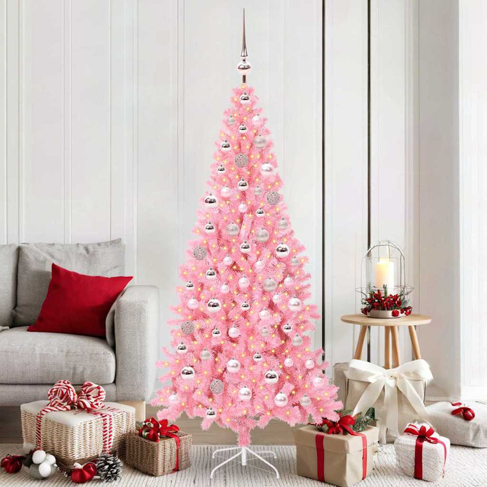 Vidaxl kerstboom met 300 led met standaard roze 180 cm pvc