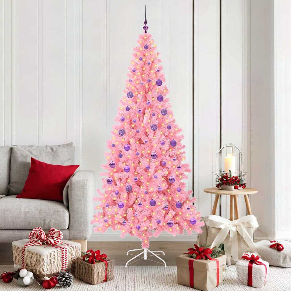 Vidaxl kerstboom met 300 led met standaard roze 180 cm pvc