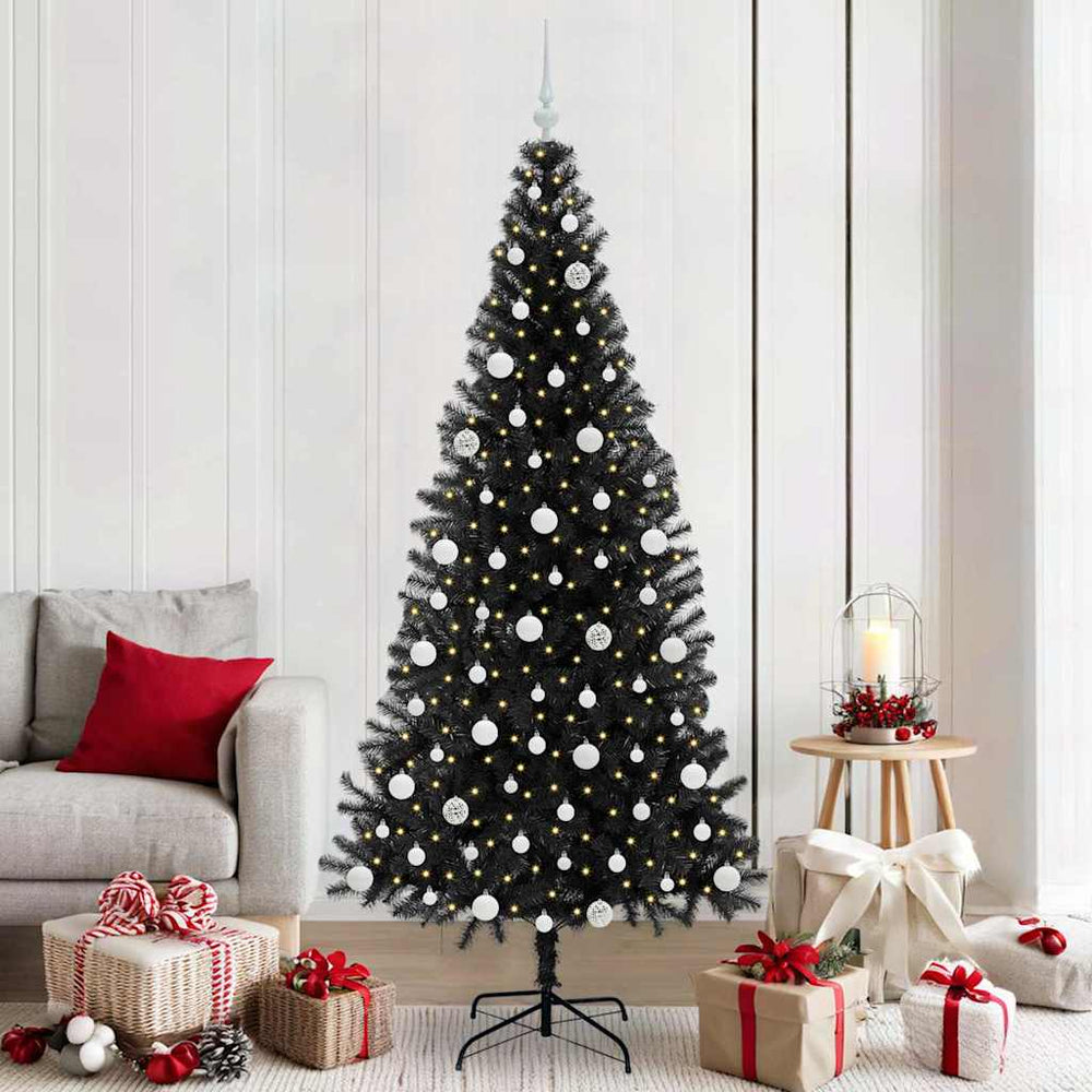 Vidaxl kerstboom met 300 led met standaard zwart 210 cm pvc