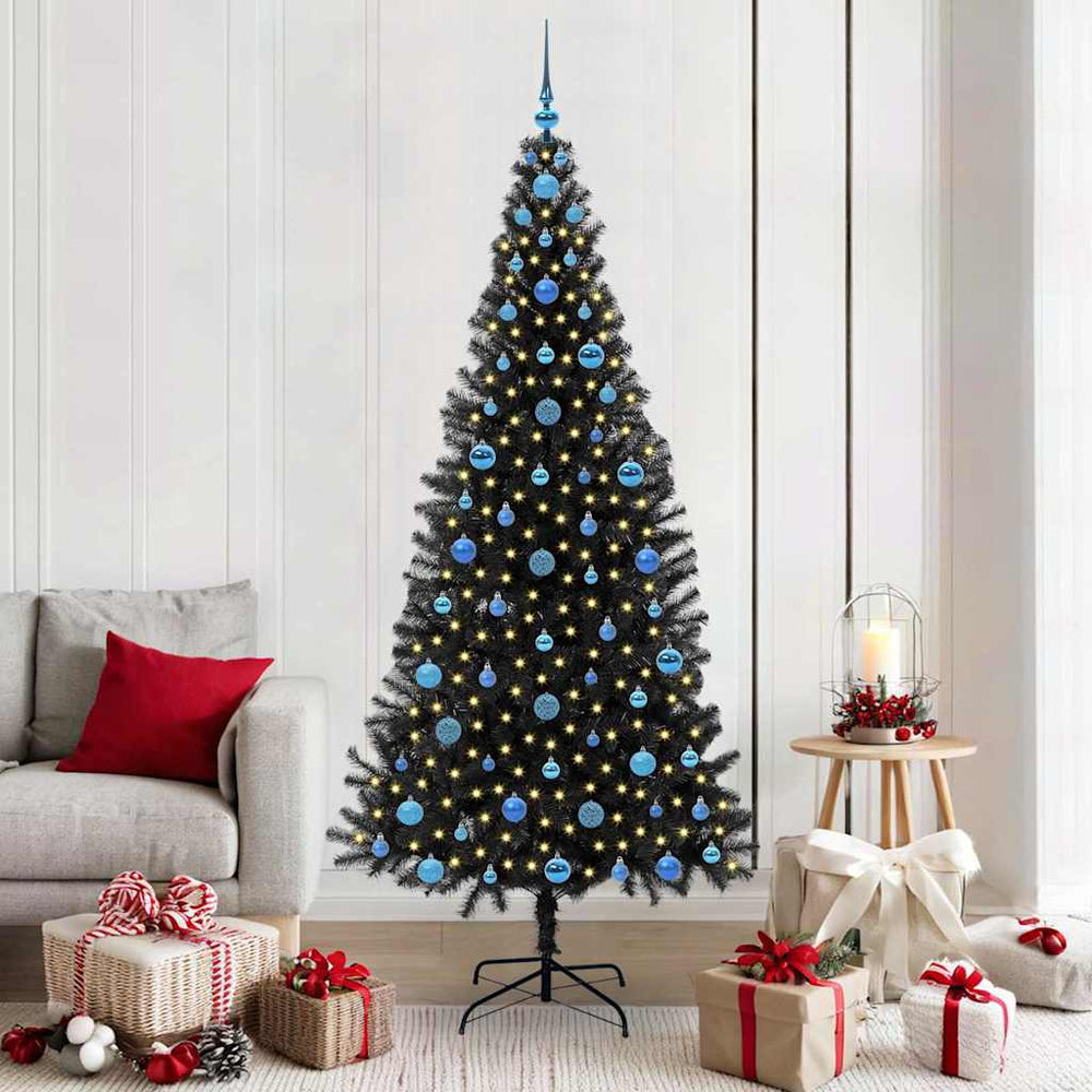 Vidaxl kerstboom met 300 led met standaard zwart 210 cm pvc