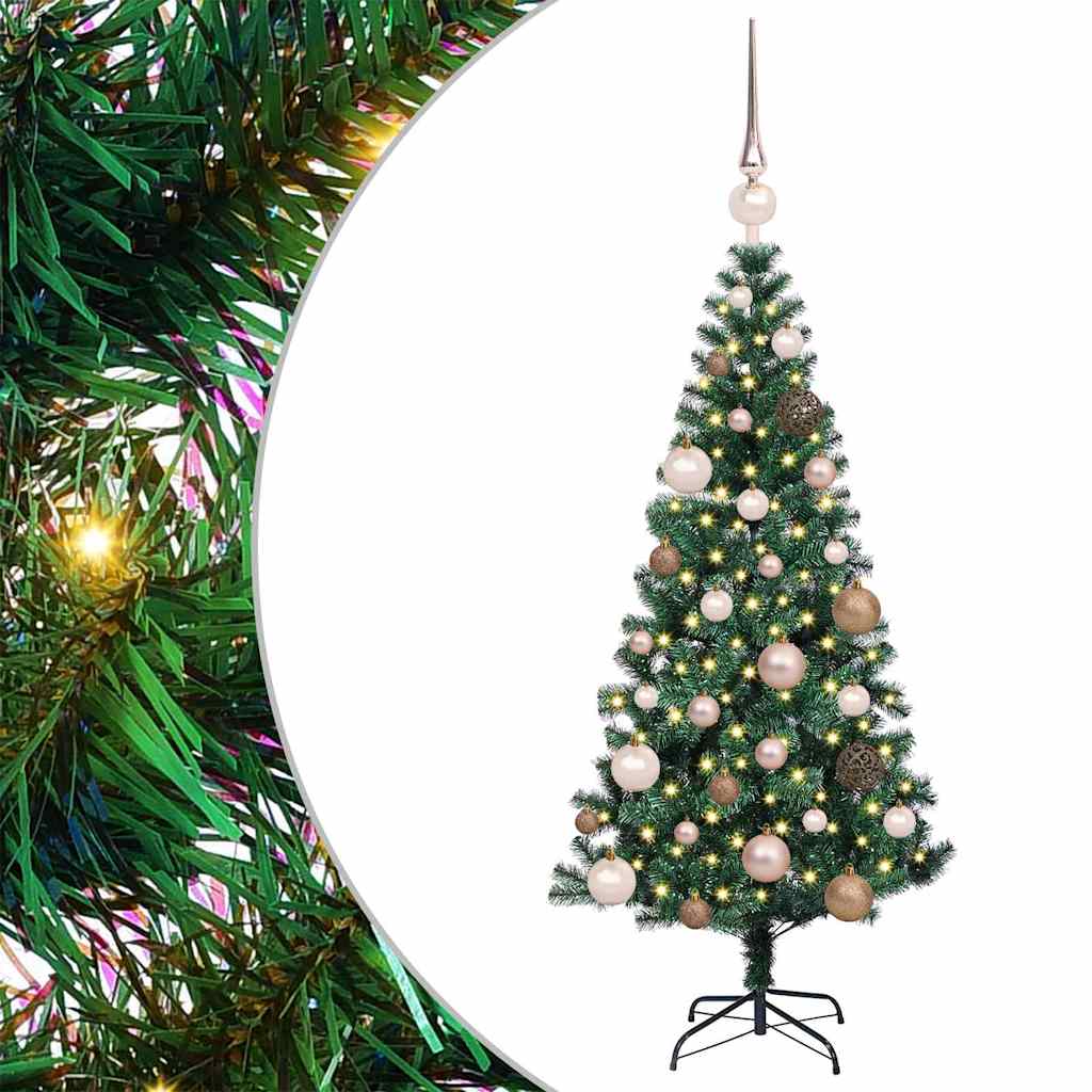 Vidaxl kunstmatig voorverlicht kerstboom groen 120 cm pvc en metaal