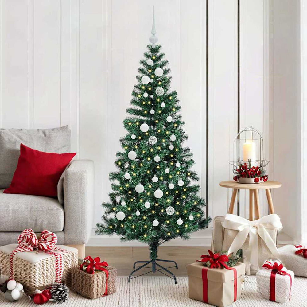 Vidaxl kunstmatig voorverlicht kerstboom groen 150 cm pvc en metaal
