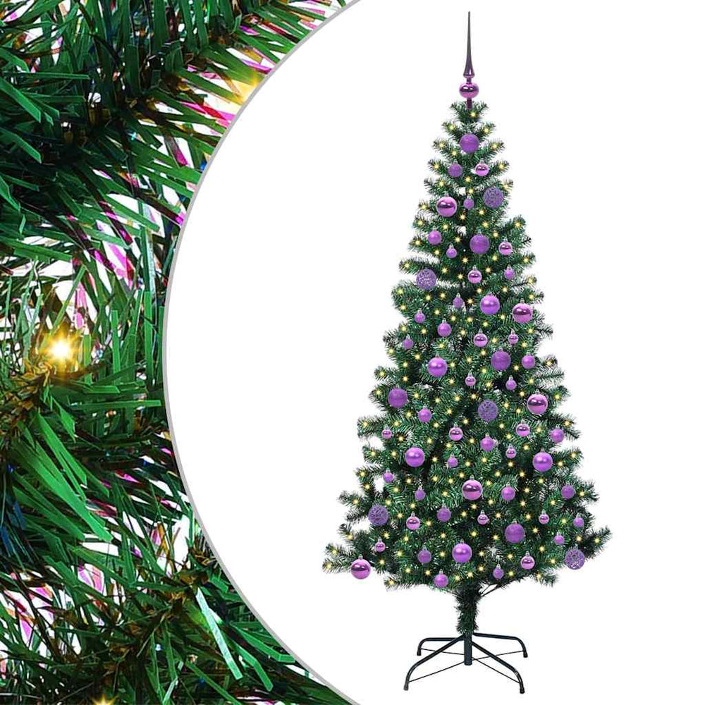Vidaxl kunstmatig voorverlicht kerstboom groen 180 cm pvc en metaal