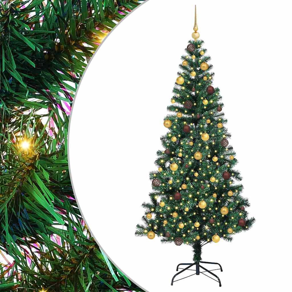 Vidaxl kunstmatig voorverlicht kerstboom groen 210 cm pvc en metaal