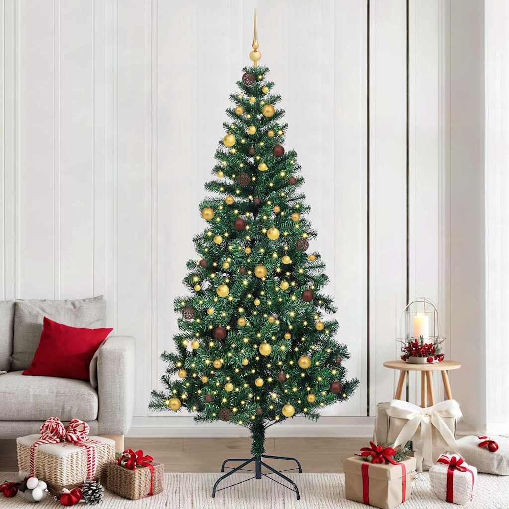 Vidaxl kunstmatig voorverlicht kerstboom groen 240 cm pvc en metaal