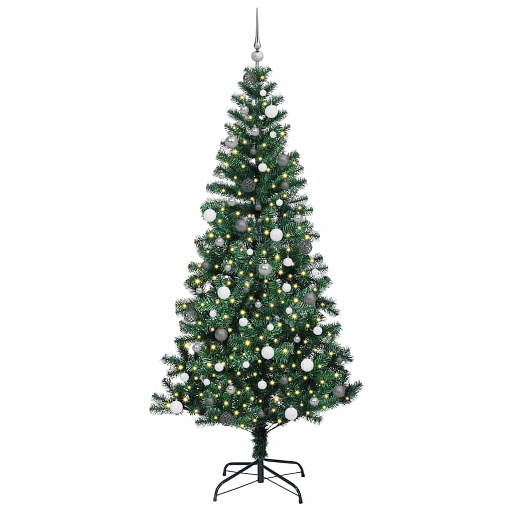 Vidaxl kunstmatig voorverlicht kerstboom groen 240 cm pvc en metaal