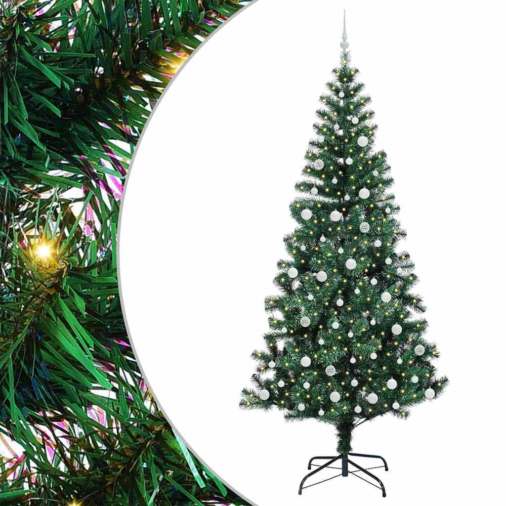 Vidaxl kunstmatig voorverlicht kerstboom groen 240 cm pvc en metaal