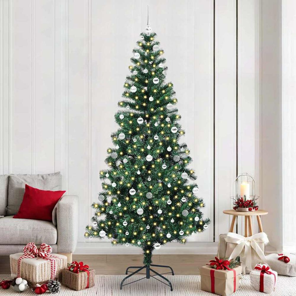 Vidaxl kunstmatig voorverlicht kerstboom groen 240 cm pvc en metaal