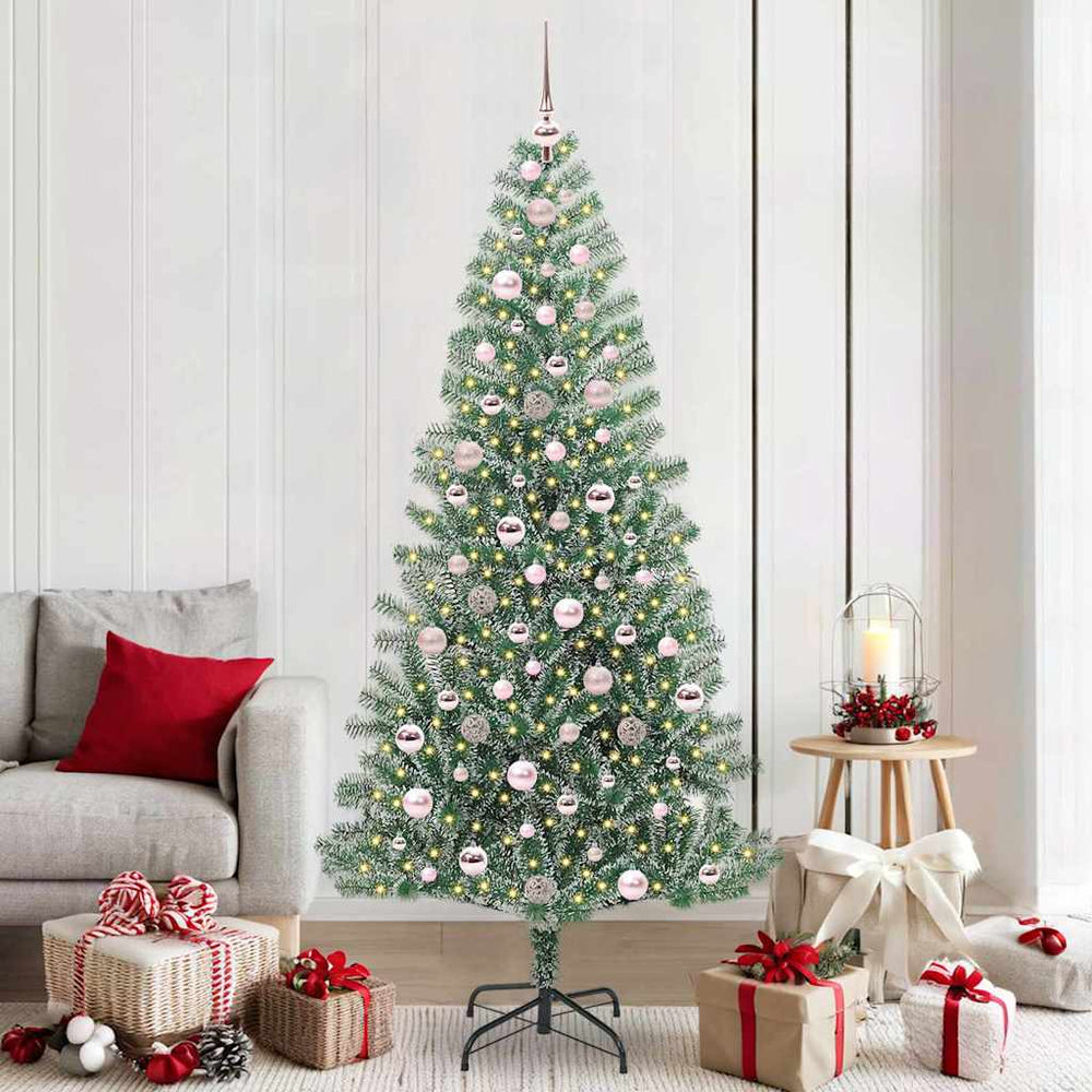 Vidaxl kunstmatige kerstboom sneeuw gevlochten met led licht 210 cm