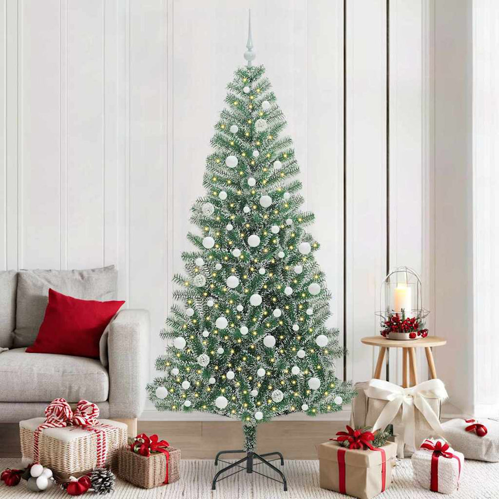 Vidaxl kunstmatige kerstboom sneeuw gevlochten met led licht 210 cm