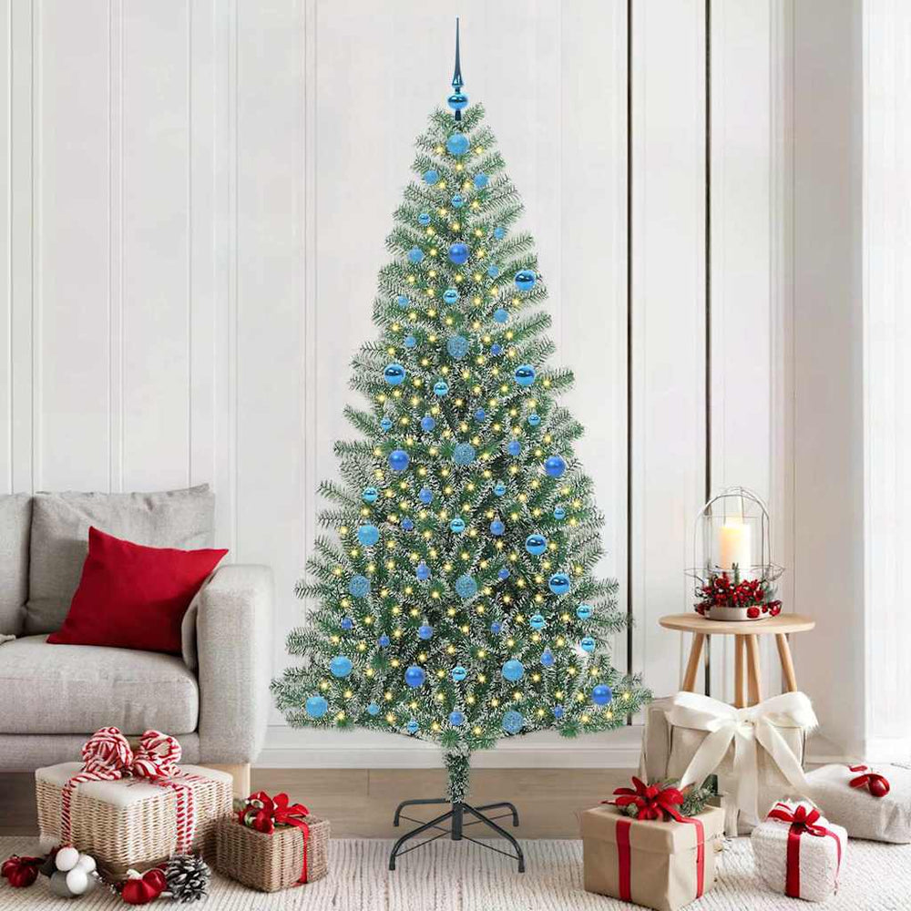 Vidaxl kunstmatige kerstboom sneeuw gevlochten met led licht 210 cm