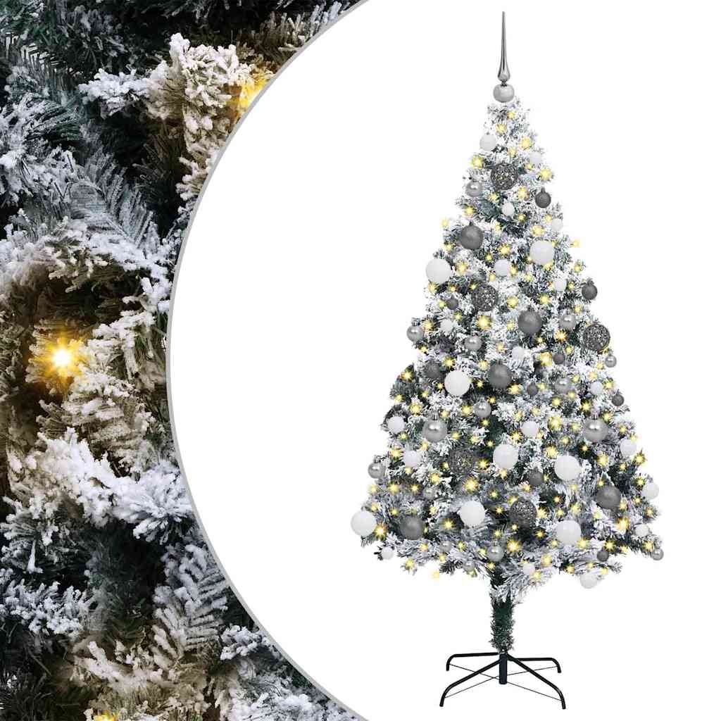 Vidaxl kunstkerstboom met 300 led wit 180 cm pvc en staal en kunststof