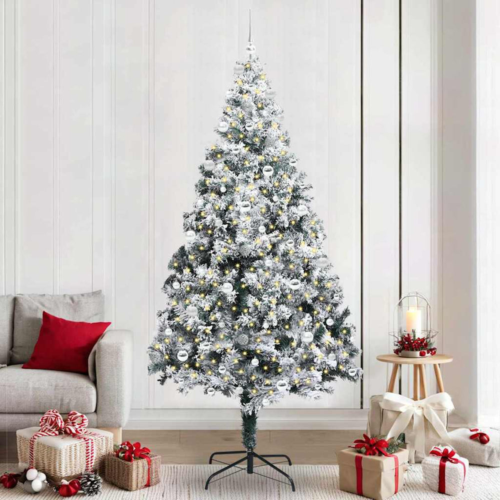 Vidaxl kunstkerstboom met 300 led wit 240 cm pvc en staal en kunststof