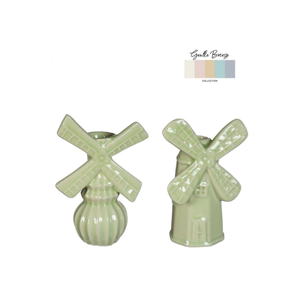 Ideas 4 seasons vaas windmill 10,5x6,5xh15,5cm 2 ass linde groen
