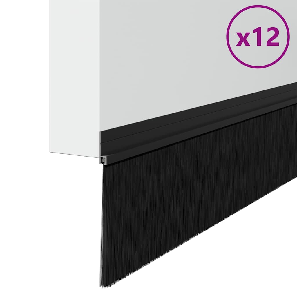 Vidaxl zelfklevende deurborstels 12 pcs zwart 100 cm