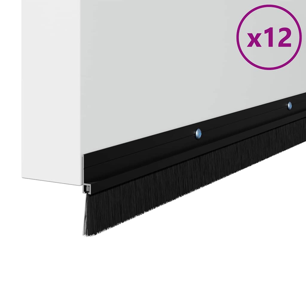Vidaxl schroefbare deurborstelafsluitingen 12 pcs zwart 100 cm