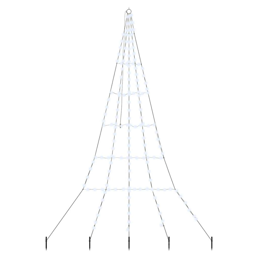 Vidaxl led kerstboom met grondspiesjes koudwit 306 cm metaal