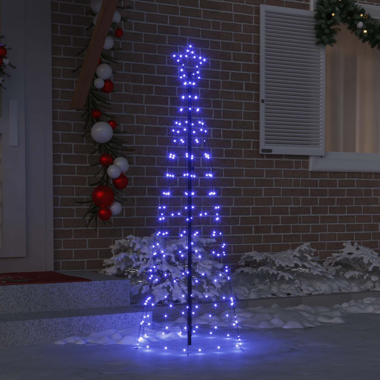 Vidaxl led kerstboom met grondspiesjes blauw 250 cm ijzer