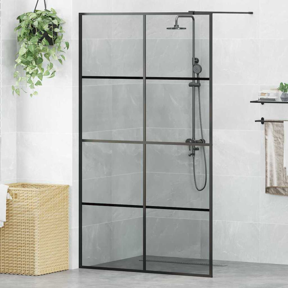 Vidaxl inloop douche wand zwart 115 x 195 cm gehard glas