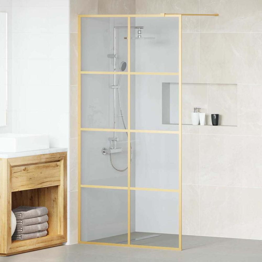 Vidaxl inloop douche wand goud 100 x 195 cm gehard glas