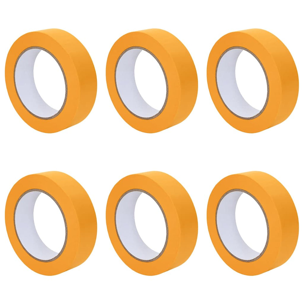 Vidaxl verf maskertapes 6 pcs geel 25mm x 50m papier