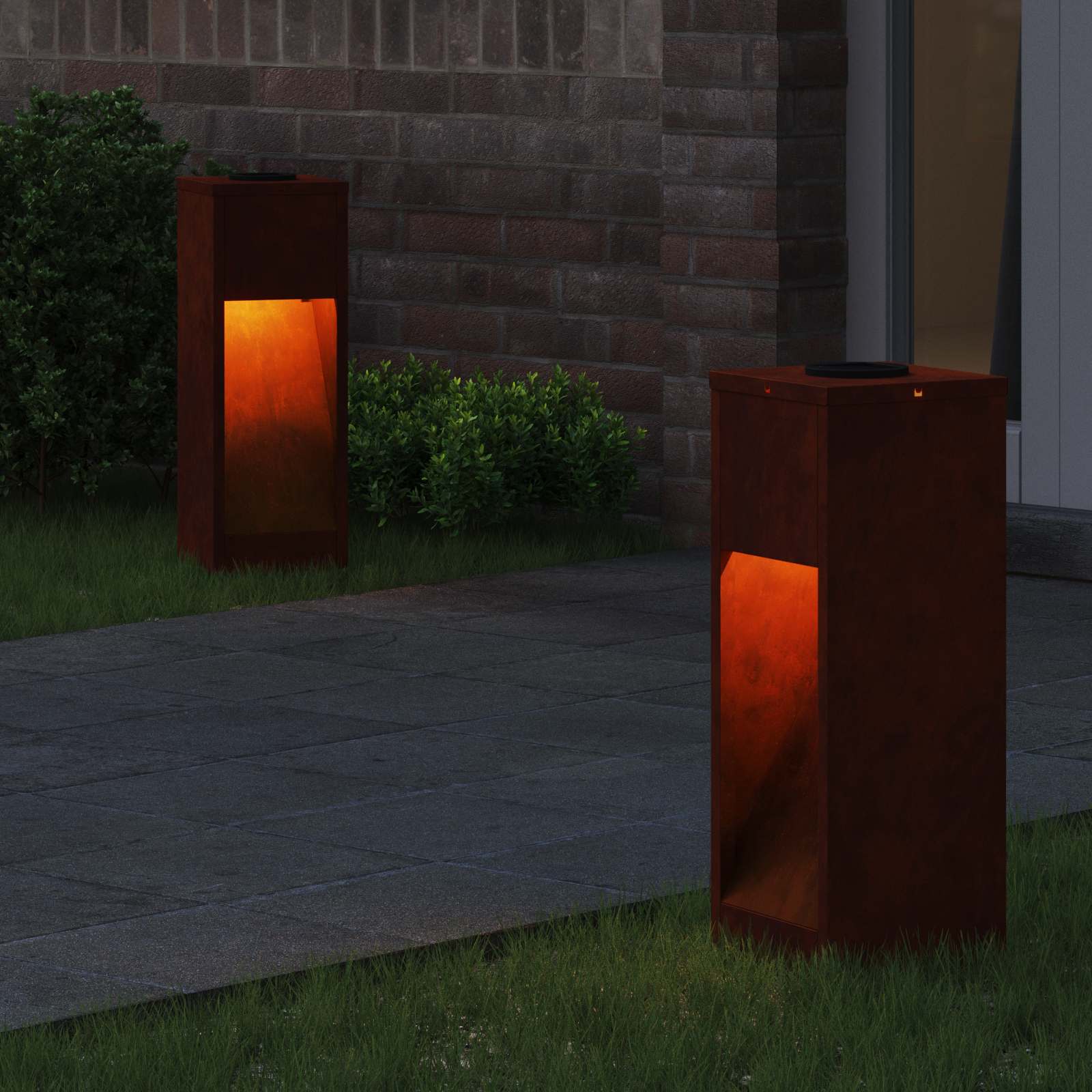 Vidaxl zonne led padverlichting 2 st warmwit 18 x 18 x 50 cm