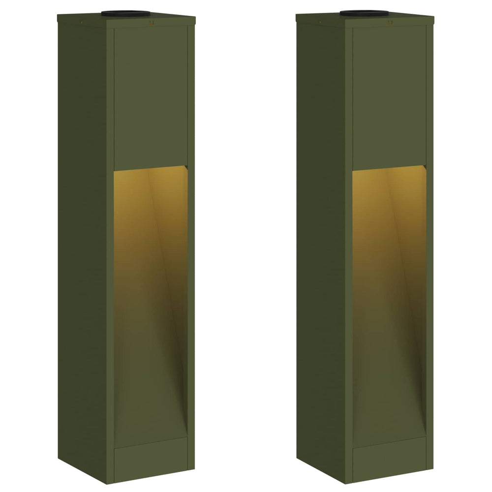 Vidaxl zonne led padverlichting 2 pcs olijf groen koudgewalst staal