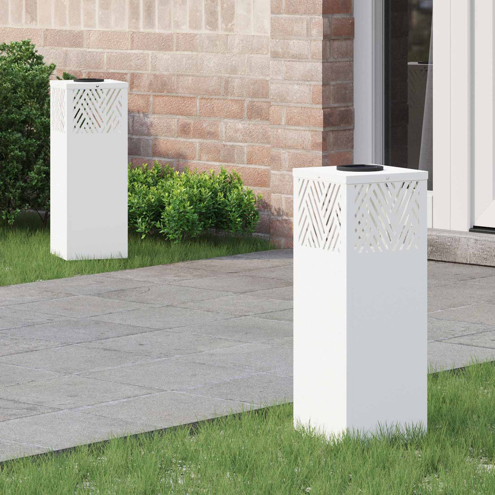 Vidaxl solar led pad licht 2 pcs wit koudgewalst staal