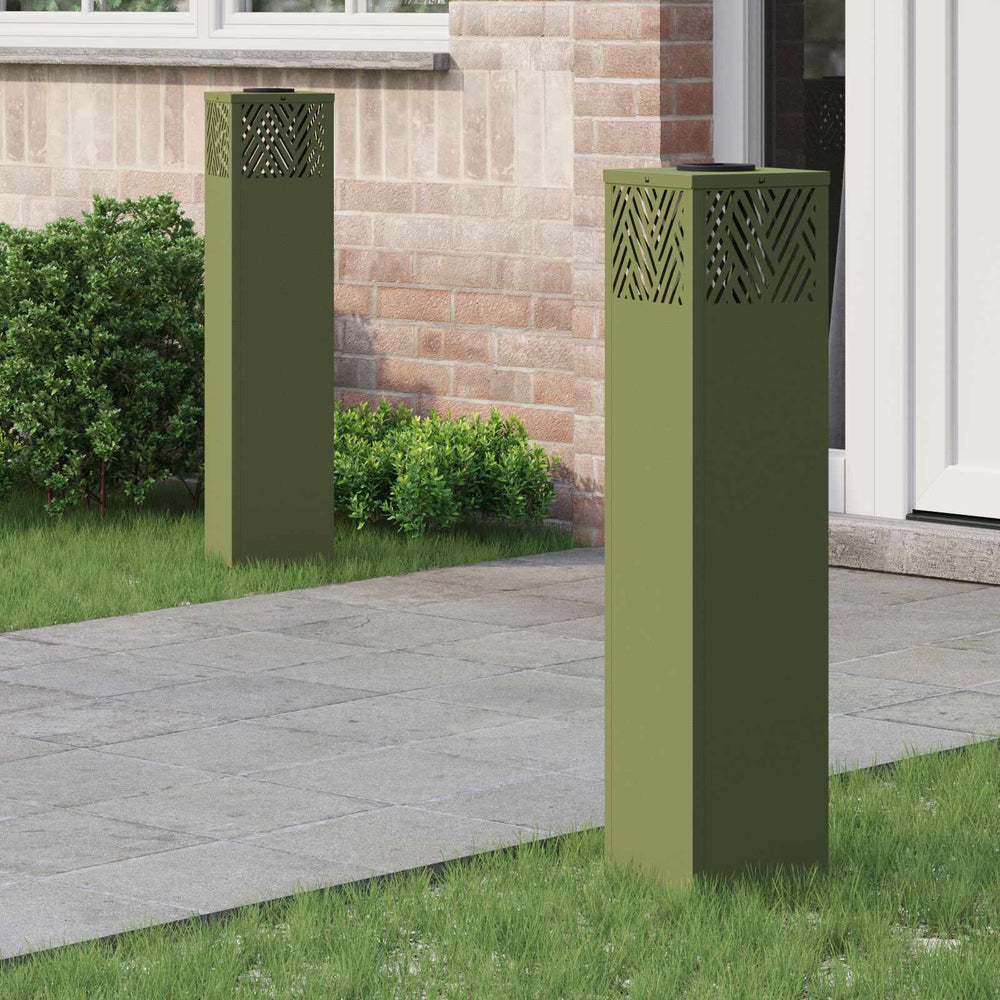 Vidaxl solar led pad licht 2 pcs olijf groen koudgewalst staal