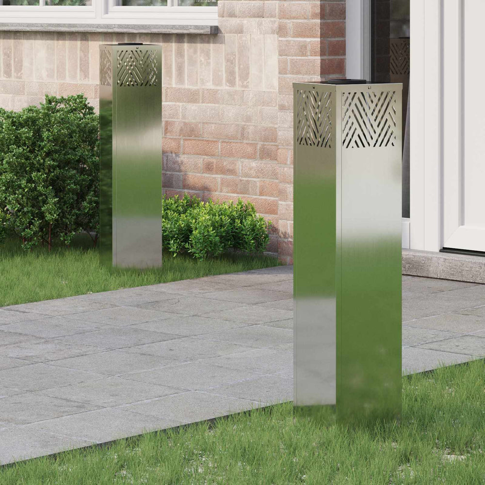 Vidaxl solar led pad licht 2 pcs zilver gegalvaniseerd